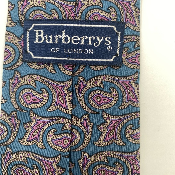 Burberry Vintage Blue and Pink Paisley Tie - Picture 1 of 6